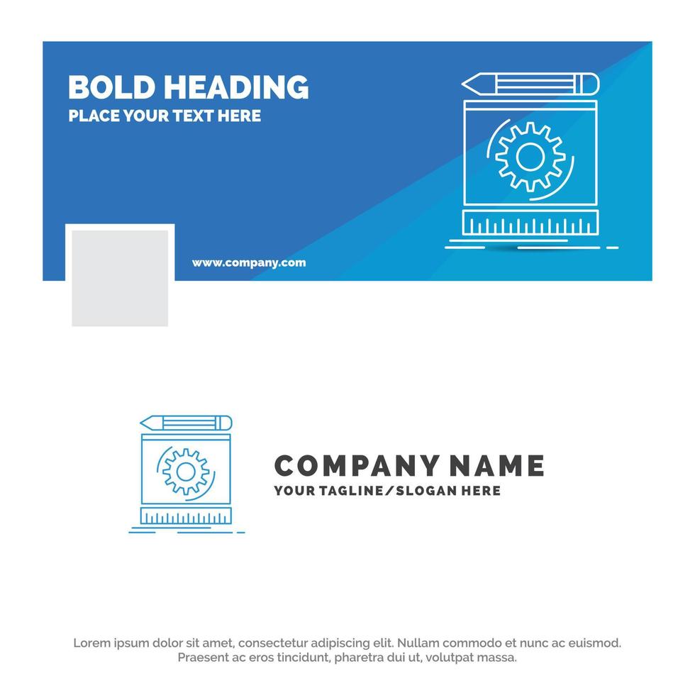 Blue Business Logo Template for Draft. engineering. process. prototype. prototyping. Facebook Timeline Banner Design. vector web banner background illustration