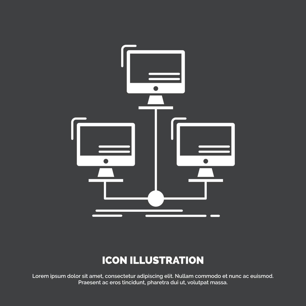 database. distributed. connection. network. computer Icon. glyph vector symbol for UI and UX. website or mobile application