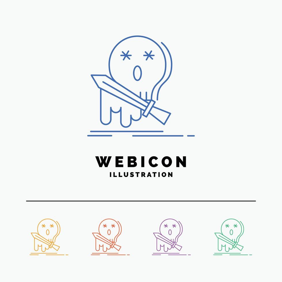 Death. frag. game. kill. sword 5 Color Line Web Icon Template isolated on white. Vector illustration