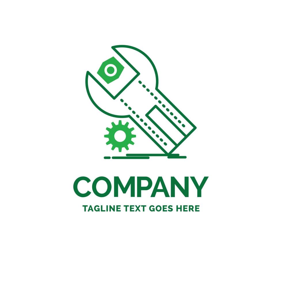 settings. App. installation. maintenance. service Flat Business Logo template. Creative Green Brand Name Design. vector