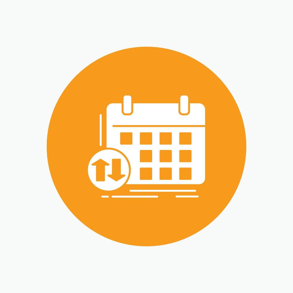 schedule. classes. timetable. appointment. event White Glyph Icon in Circle. Vector Button illustration