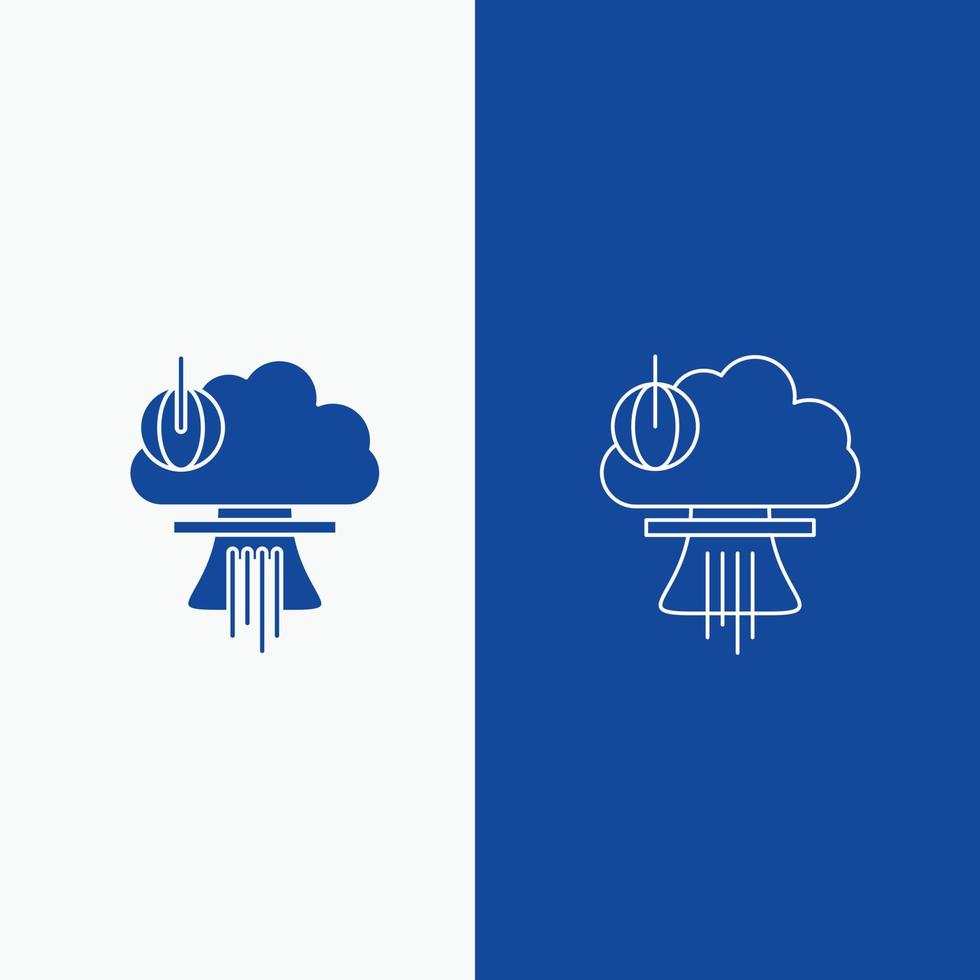 Bomb. explosion. nuclear. special. war Line and Glyph web Button in Blue color Vertical Banner for UI and UX. website or mobile application vector