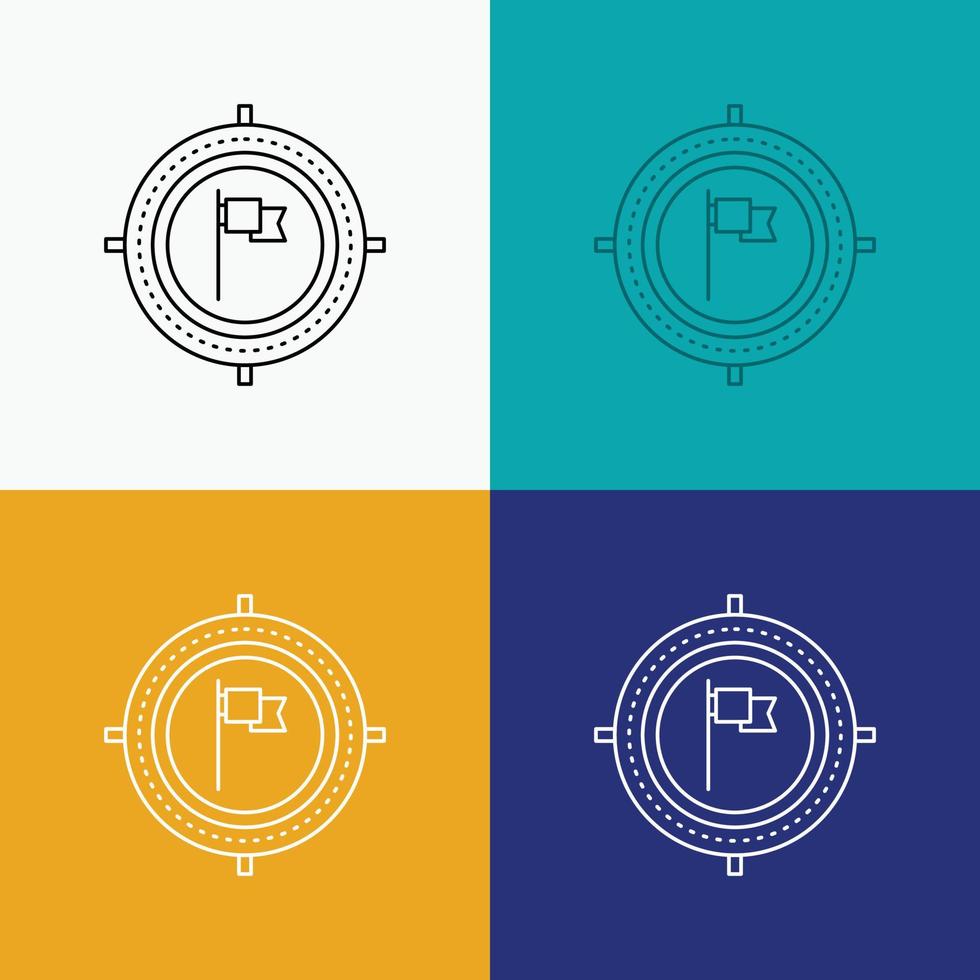 Aim. business. deadline. flag. focus Icon Over Various Background. Line style design. designed for web and app. Eps 10 vector illustration