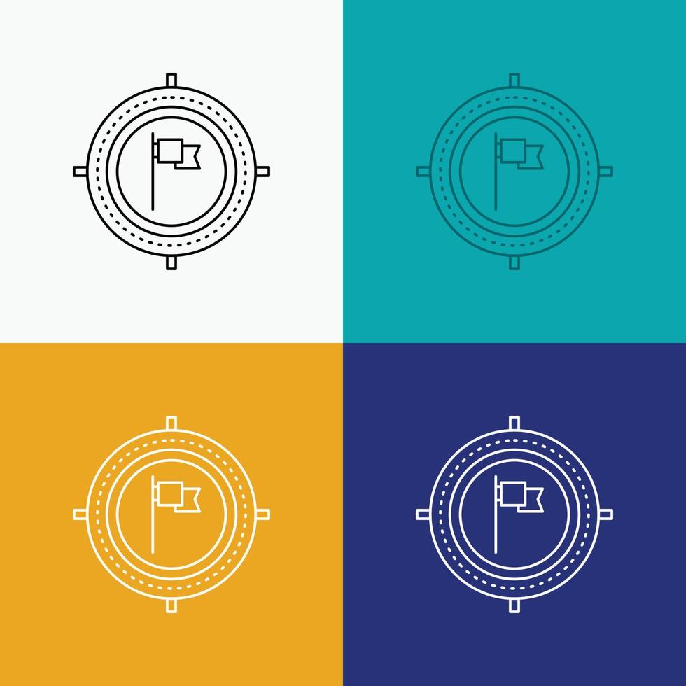 Aim. business. deadline. flag. focus Icon Over Various Background. Line style design. designed for web and app. Eps 10 vector illustration