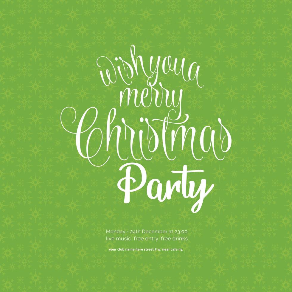 Wish you a Merry Christmas green Snowflake Background vector