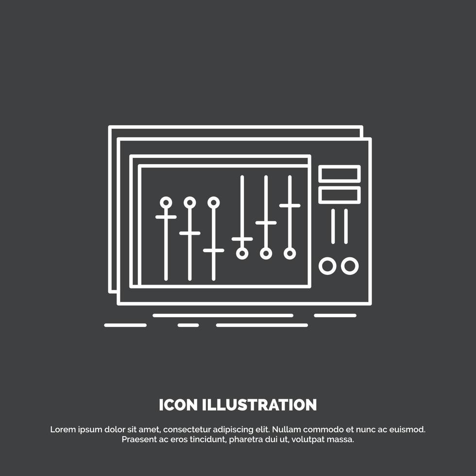 Console. dj. mixer. music. studio Icon. Line vector symbol for UI and UX. website or mobile application