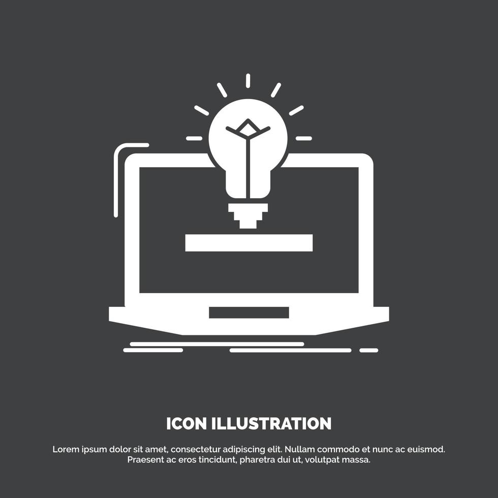 laptop. solution. idea. bulb. solution Icon. glyph vector symbol for UI and UX. website or mobile application