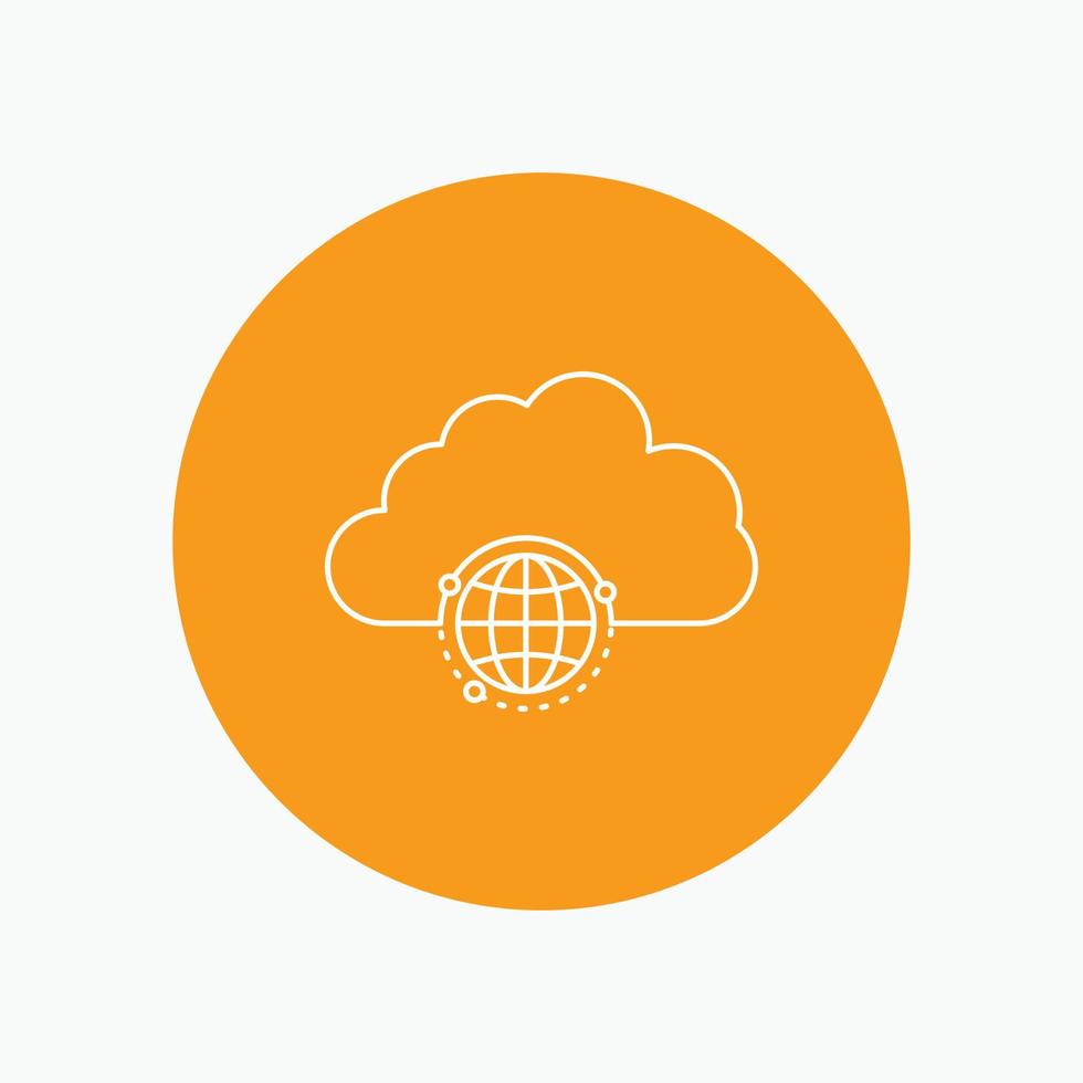 network. city. globe. hub. infrastructure White Line Icon in Circle background. vector icon illustration
