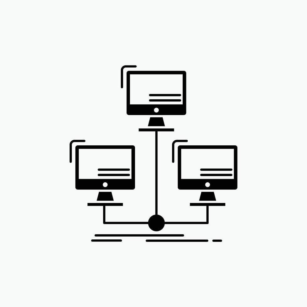 base de datos. repartido. conexión. la red. icono de glifo de computadora. ilustración vectorial aislada vector