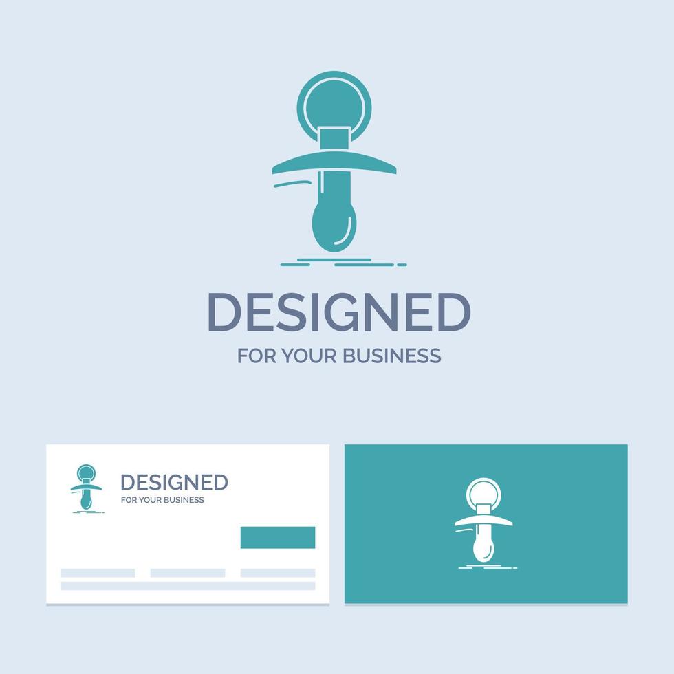 Baby. dummy. newbie. nipple. noob Business Logo Glyph Icon Symbol for your business. Turquoise Business Cards with Brand logo template. vector