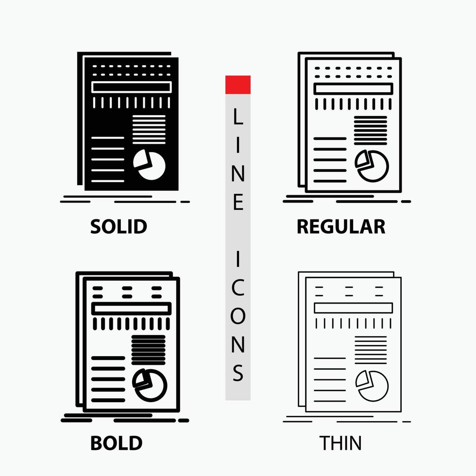 business. data. finance. report. statistics Icon in Thin. Regular. Bold Line and Glyph Style. Vector illustration