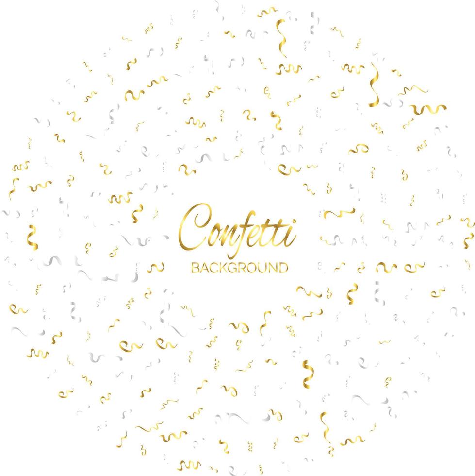 Gold Confetti Isolated On White Background. Celebrate Vector Illustration