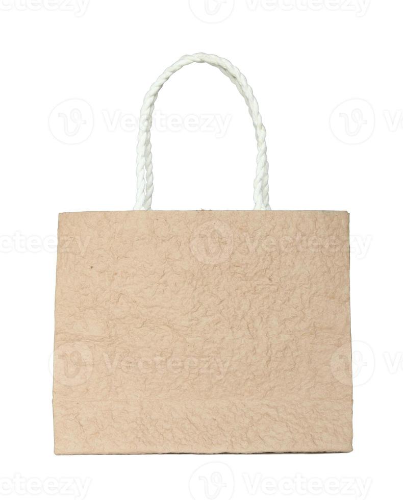 Brown mulberry paper bag isolated on white with clipping path photo