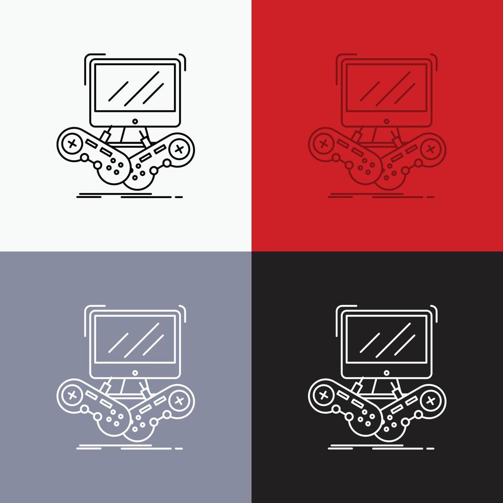 Game. gaming. internet. multiplayer. online Icon Over Various Background. Line style design. designed for web and app. Eps 10 vector illustration