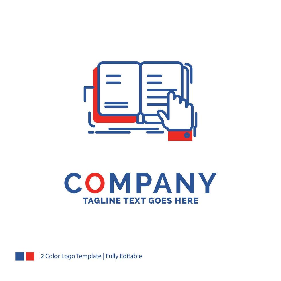 Company Name Logo Design For book. lesson. study. literature. reading. Blue and red Brand Name Design with place for Tagline. Abstract Creative Logo template for Small and Large Business. vector