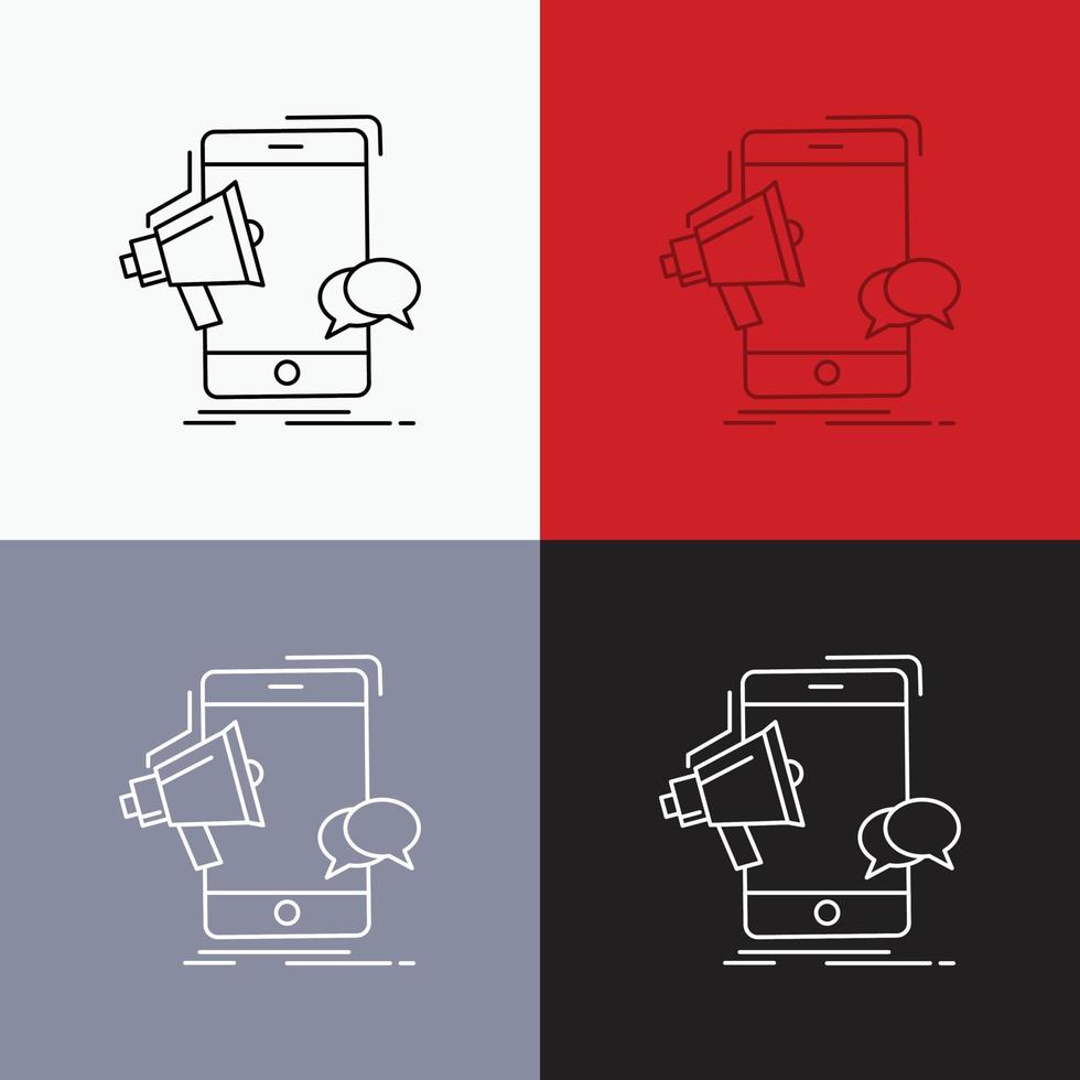 bullhorn. marketing. mobile. megaphone. promotion Icon Over Various Background. Line style design. designed for web and app. Eps 10 vector illustration