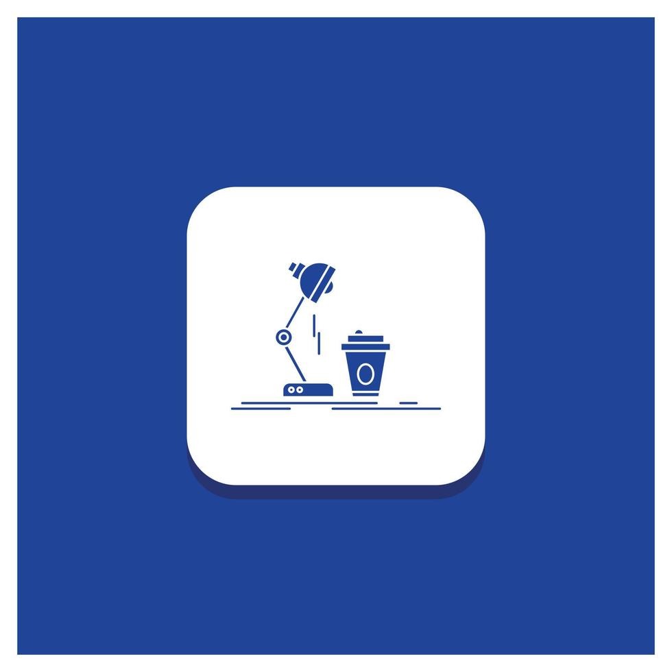 Blue Round Button for studio. design. coffee. lamp. flash Glyph icon vector