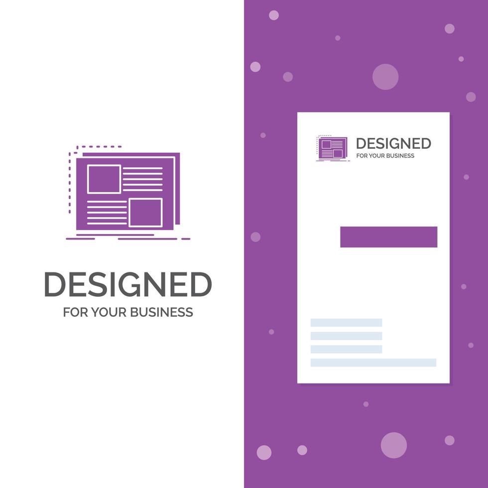 Business Logo for Content. design. frame. page. text. Vertical Purple Business .Visiting Card template. Creative background vector illustration