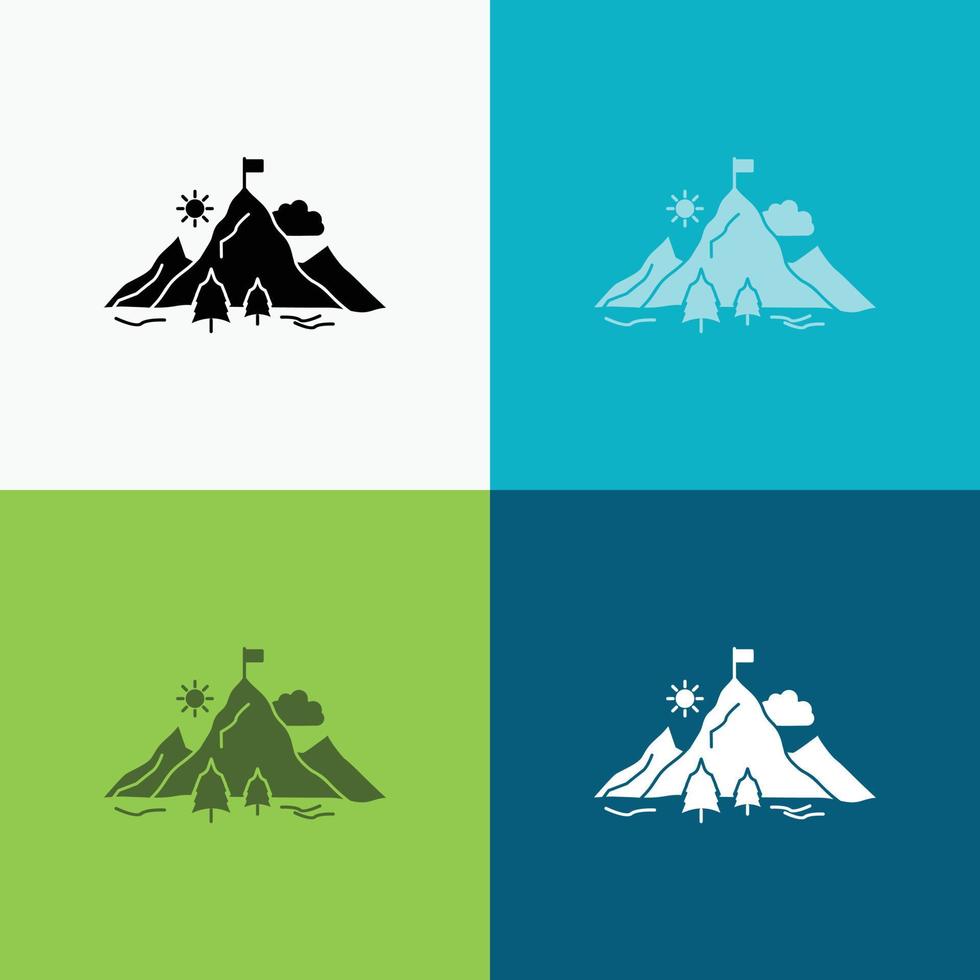 achievement. flag. mission. mountain. success Icon Over Various Background. glyph style design. designed for web and app. Eps 10 vector illustration