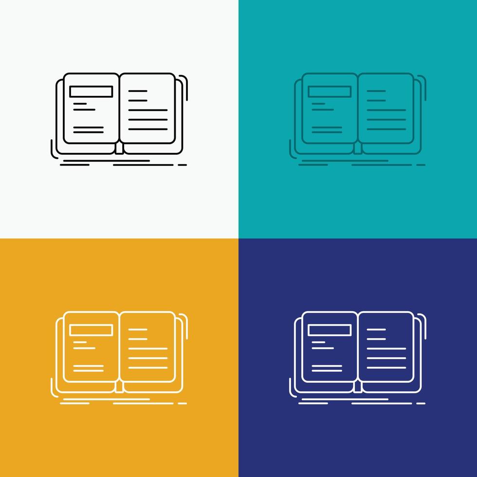 Author. book. open. story. storytelling Icon Over Various Background. Line style design. designed for web and app. Eps 10 vector illustration