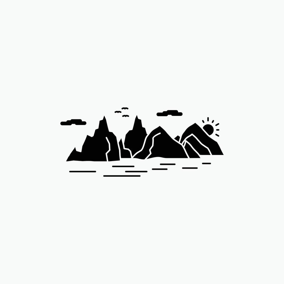 Mountain. hill. landscape. nature. cliff Glyph Icon. Vector isolated illustration