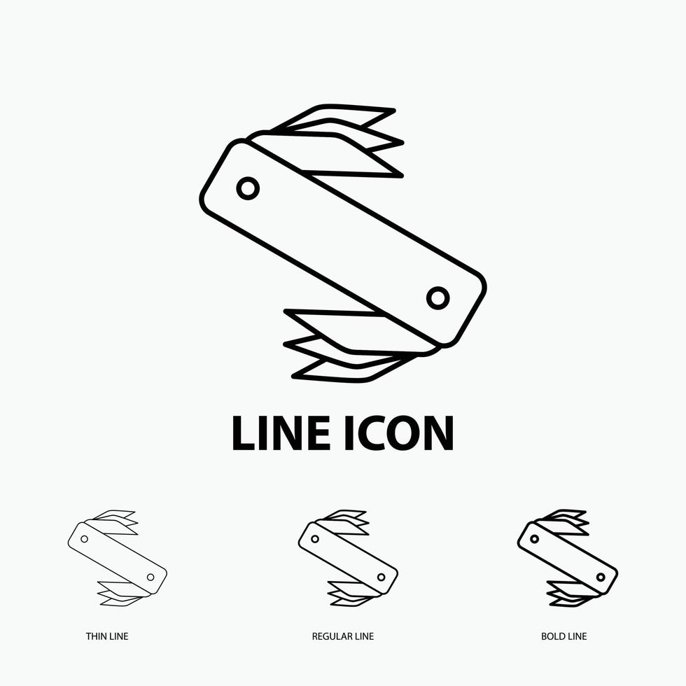 knife. army. camping. swiss. pocket Icon in Thin. Regular and Bold Line Style. Vector illustration