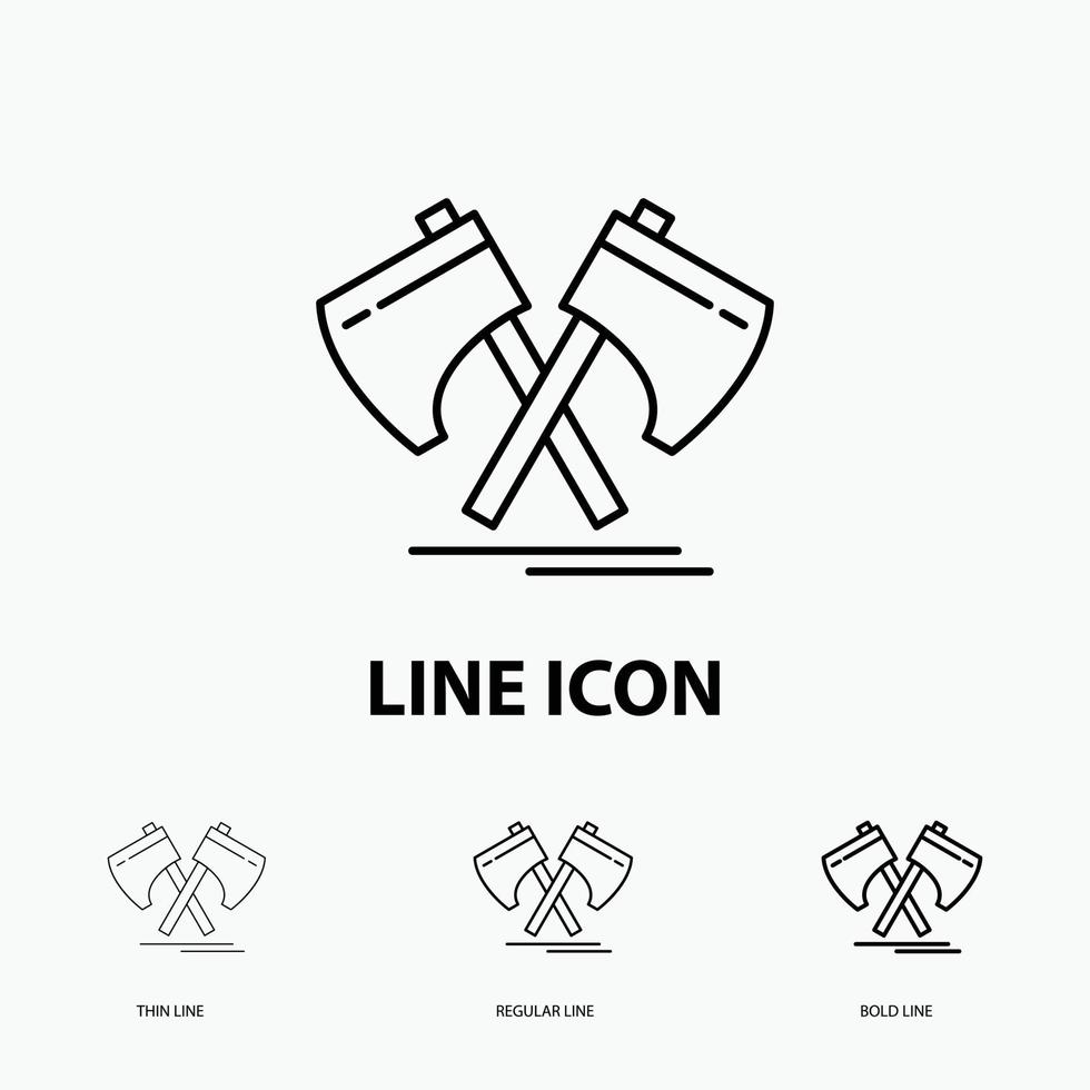 Axe. hatchet. tool. cutter. viking Icon in Thin. Regular and Bold Line Style. Vector illustration