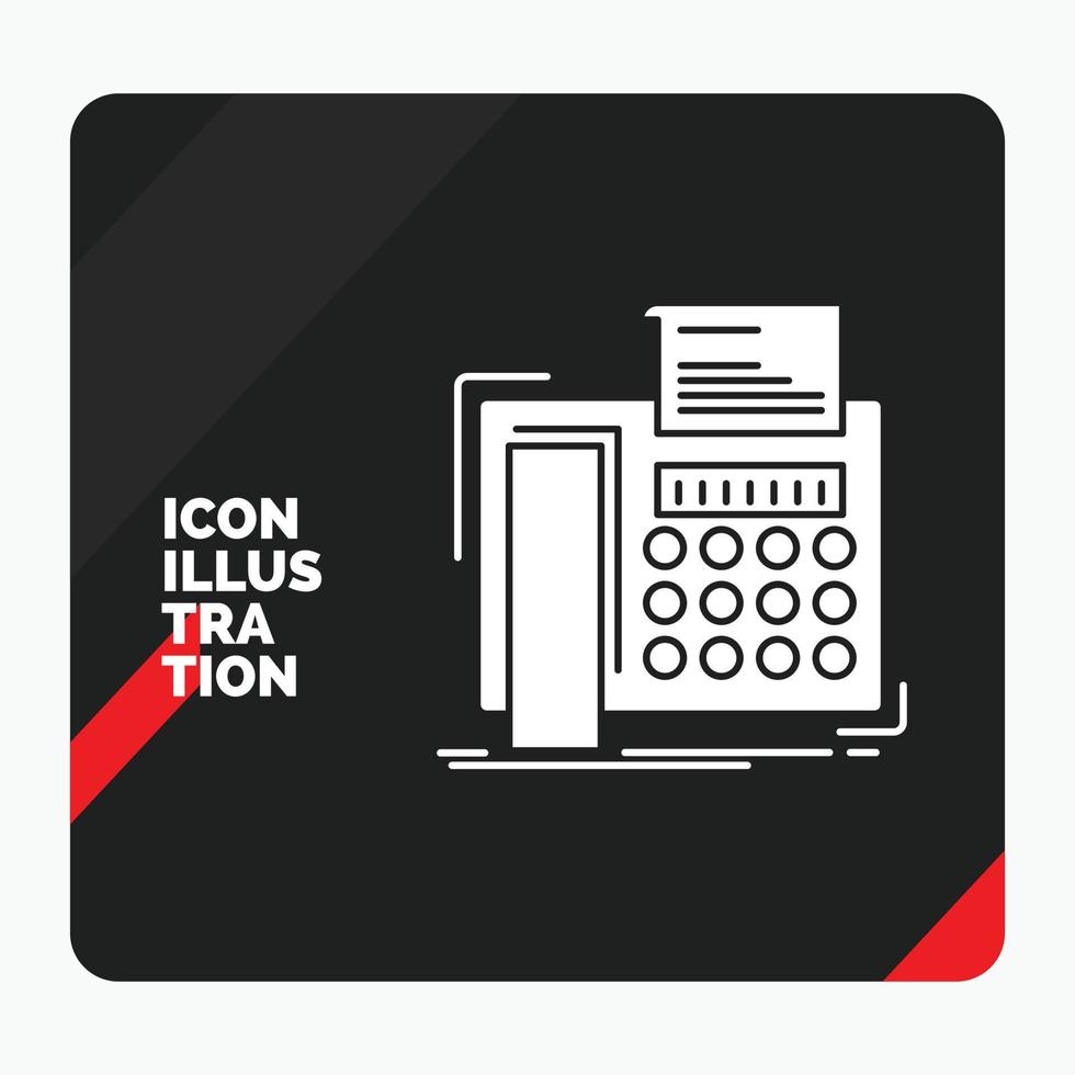 Red and Black Creative presentation Background for fax. message. telephone. telefax. communication Glyph Icon vector