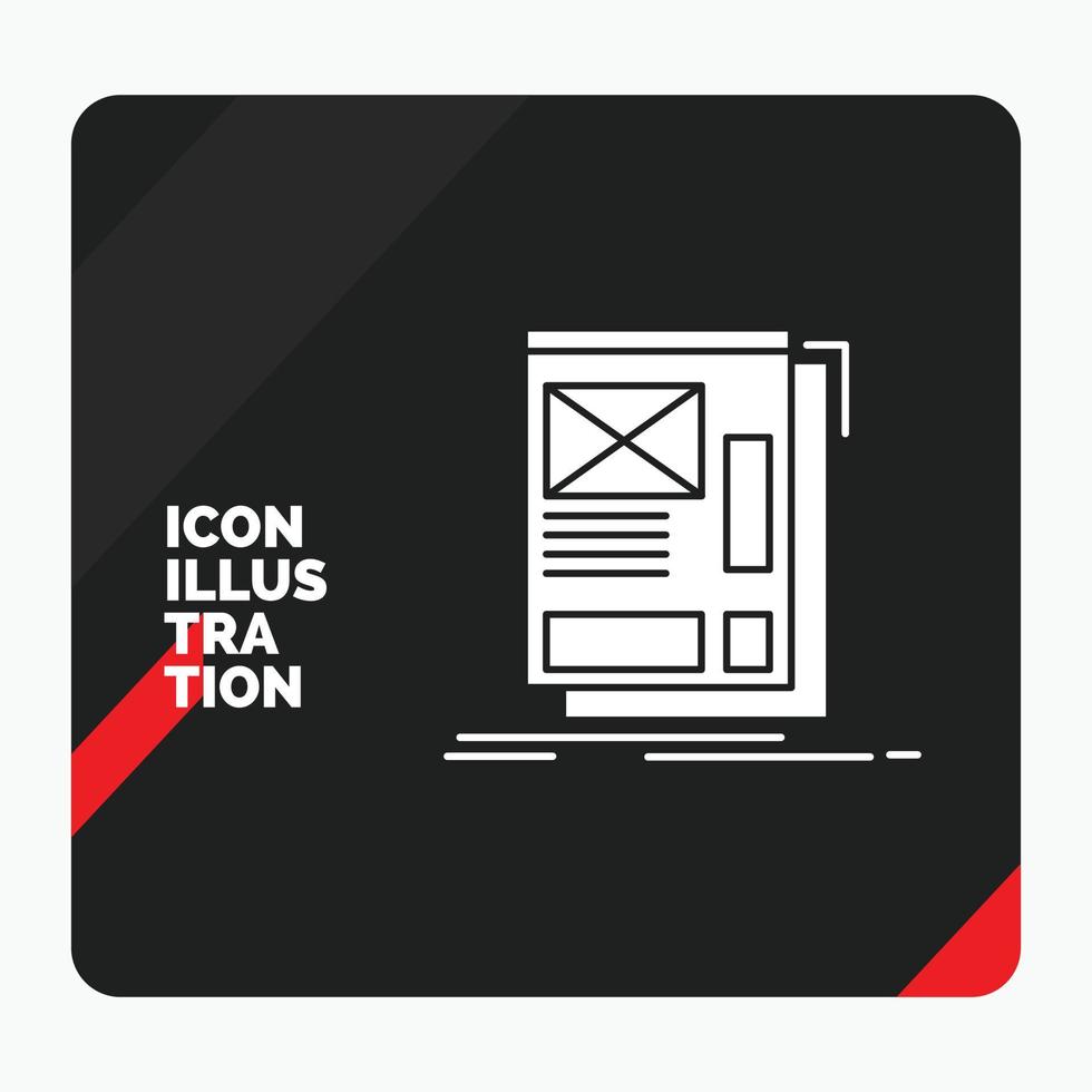 Red and Black Creative presentation Background for wire. framing. Web. Layout. Development Glyph Icon vector