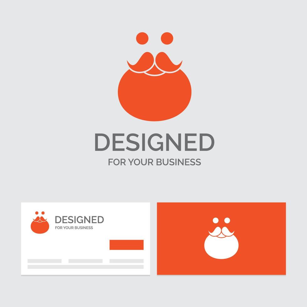 Business logo template for moustache. Hipster. movember. santa. Beared. Orange Visiting Cards with Brand logo template. vector