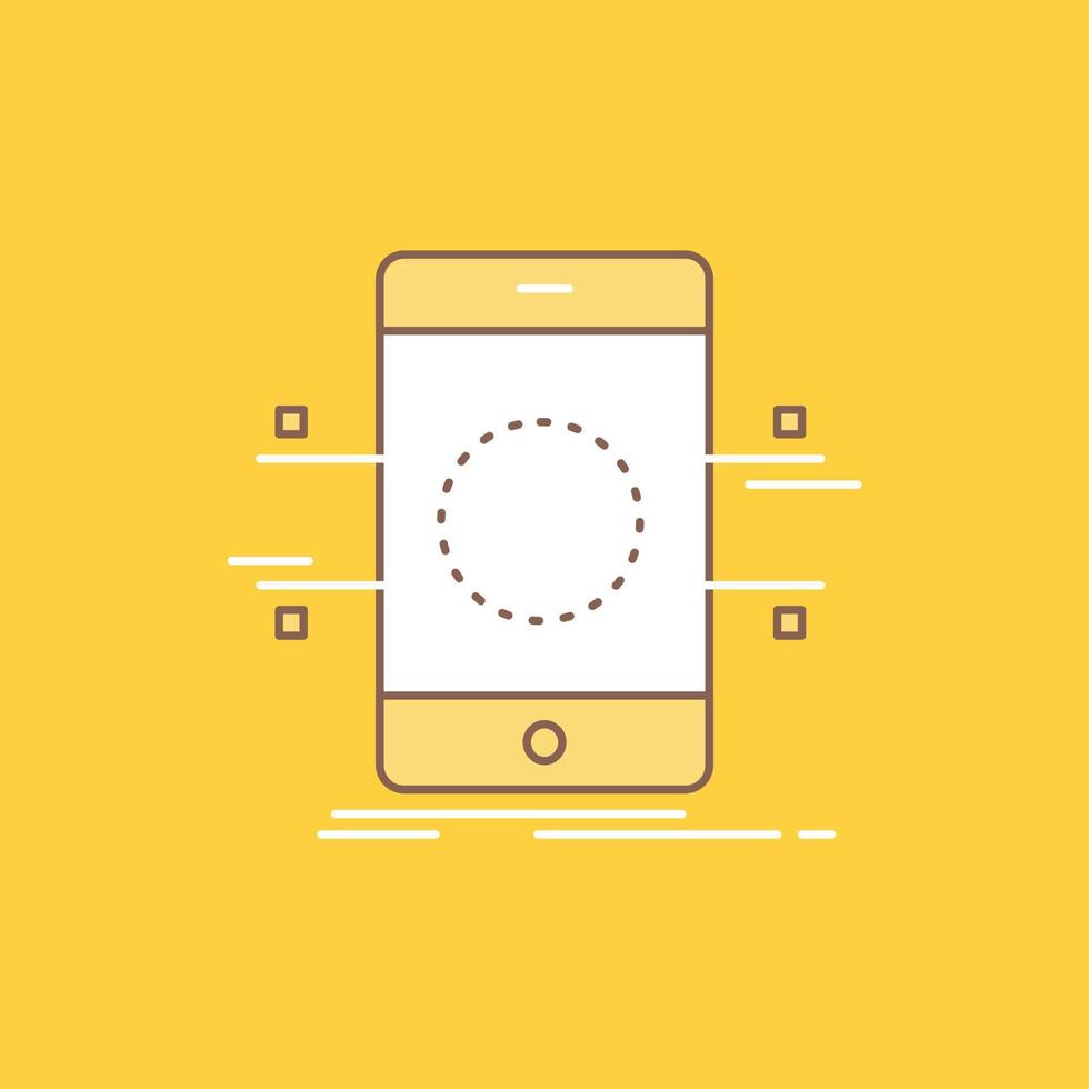 Api. interface. mobile. phone. smartphone Flat Line Filled Icon. Beautiful Logo button over yellow background for UI and UX. website or mobile application vector