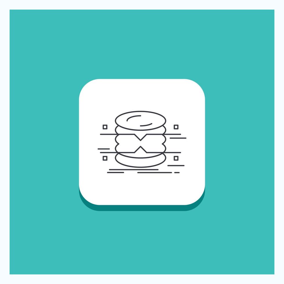 Round Button for database. data. architecture. infographics. monitoring Line icon Turquoise Background vector
