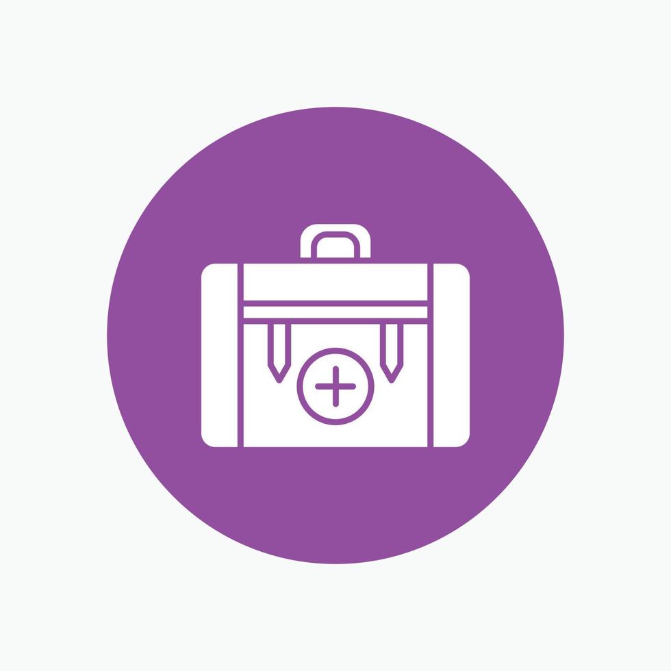 bag. camping. health. hiking. luggage White Glyph Icon in Circle. Vector Button illustration