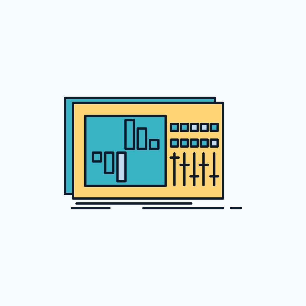 control. equalizer. equalization. sound. studio Flat Icon. green and Yellow sign and symbols for website and Mobile appliation. vector illustration