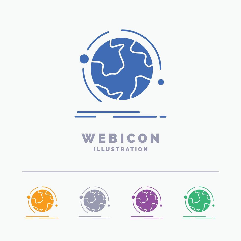 globe. world. discover. connection. network 5 Color Glyph Web Icon Template isolated on white. Vector illustration