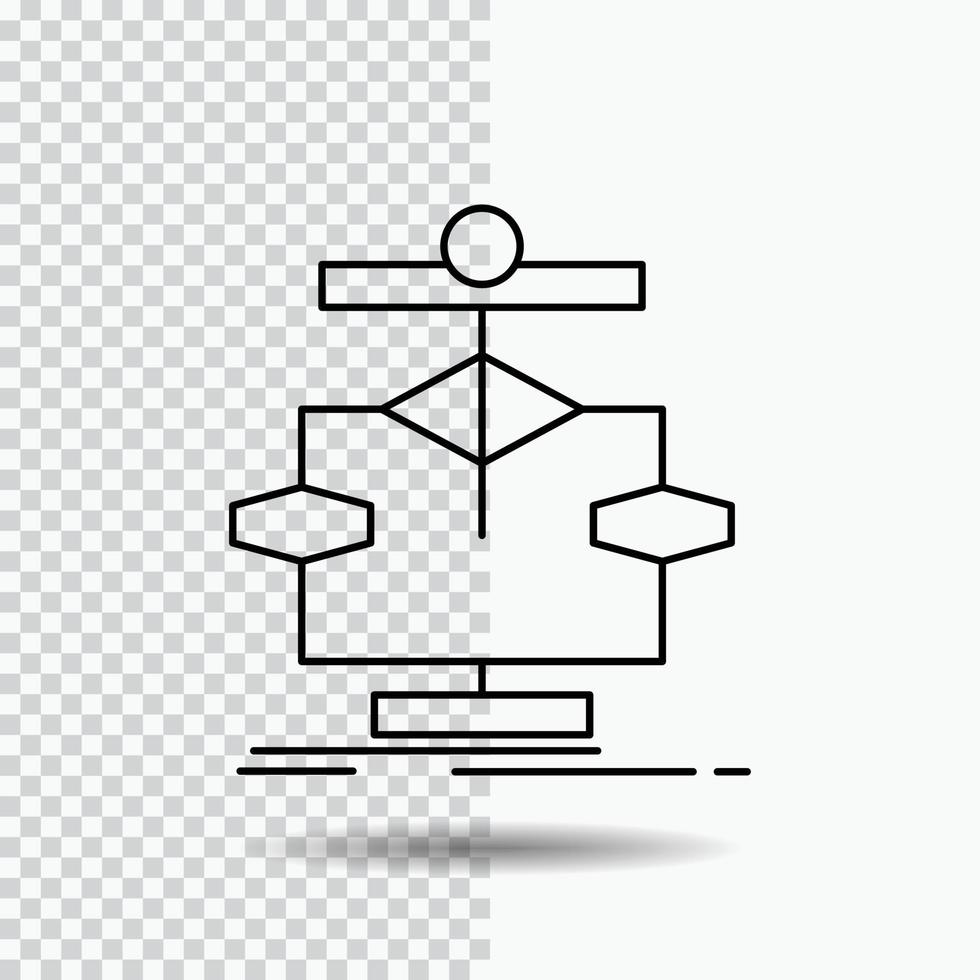 Algorithm. chart. data. diagram. flow Line Icon on Transparent Background. Black Icon Vector Illustration