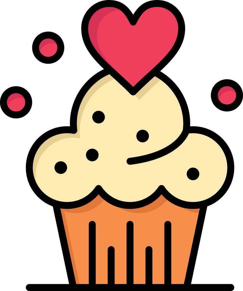 Cake Cupcake Muffins Baked Sweets  Flat Color Icon Vector icon banner Template