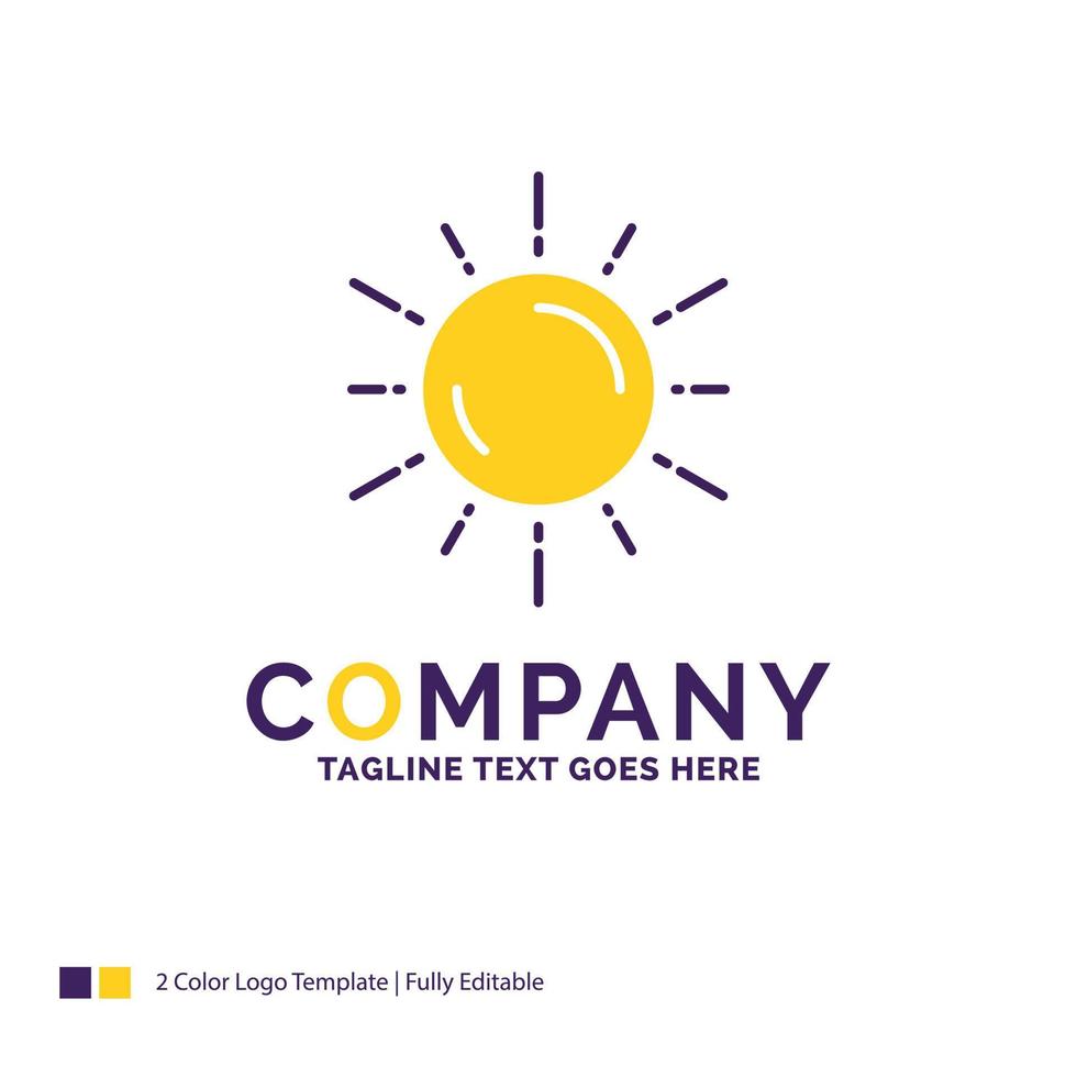 Company Name Logo Design For sun. space. planet. astronomy. weather. Purple and yellow Brand Name Design with place for Tagline. Creative Logo template for Small and Large Business. vector