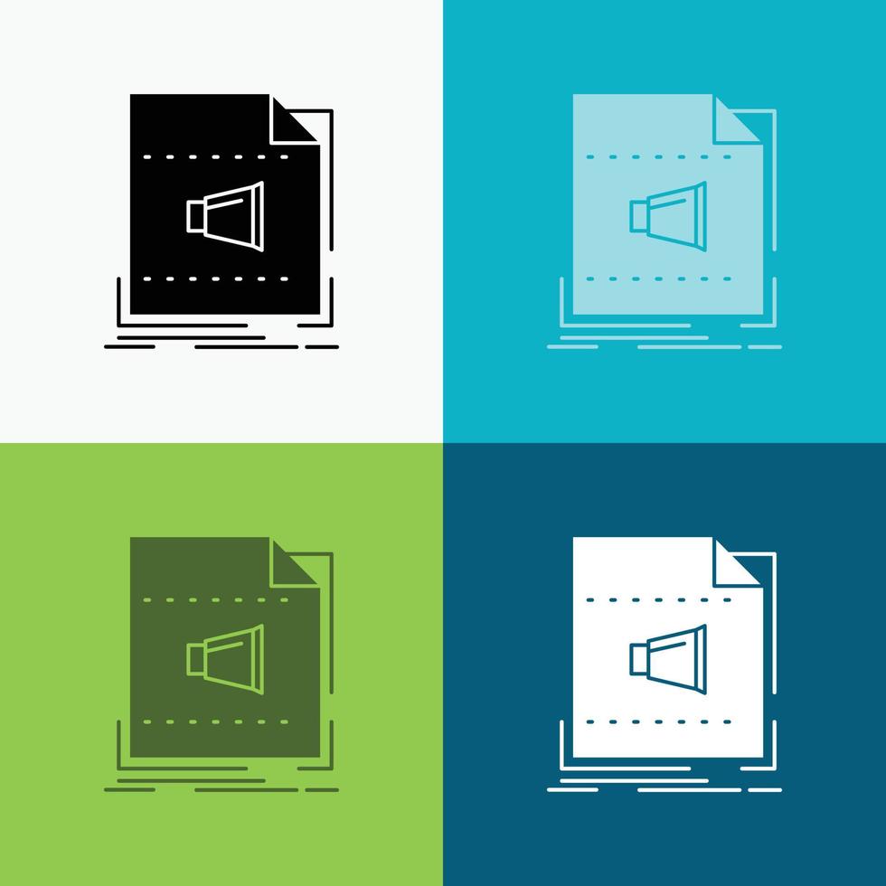 Audio. file. format. music. sound Icon Over Various Background. glyph style design. designed for web and app. Eps 10 vector illustration