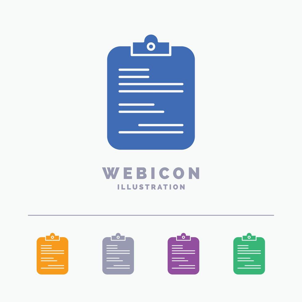 report. medical. paper. checklist. document 5 Color Glyph Web Icon Template isolated on white. Vector illustration