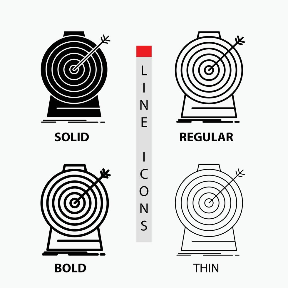 Aim. focus. goal. target. targeting Icon in Thin. Regular. Bold Line and Glyph Style. Vector illustration