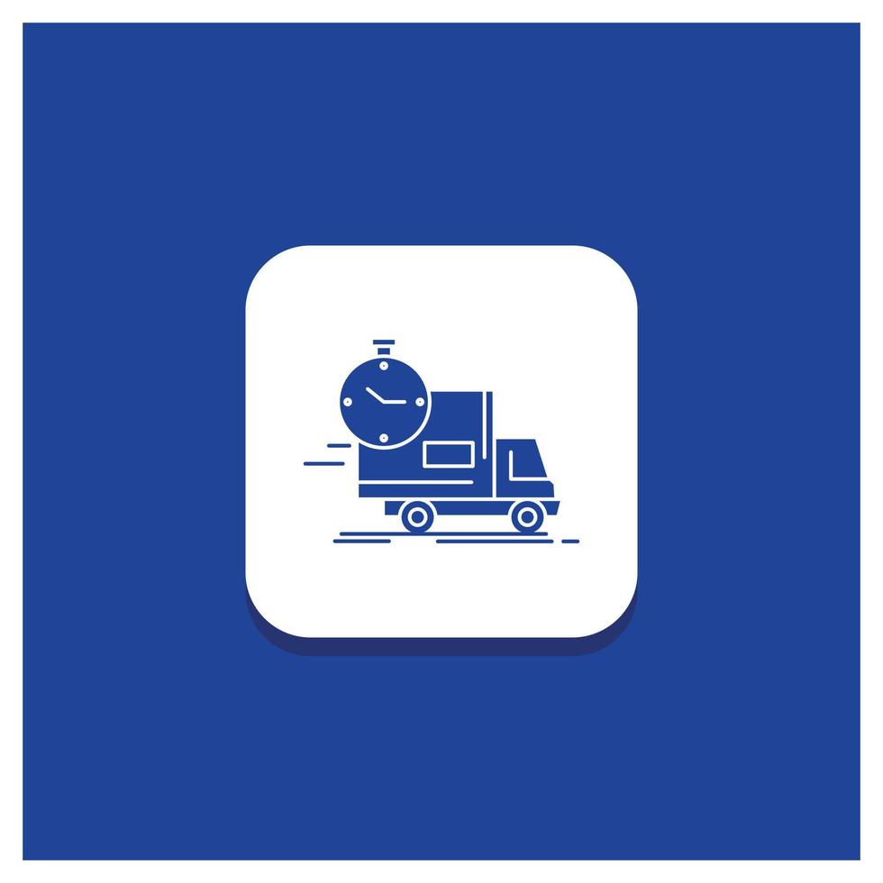 Blue Round Button for delivery. time. shipping. transport. truck Glyph icon vector