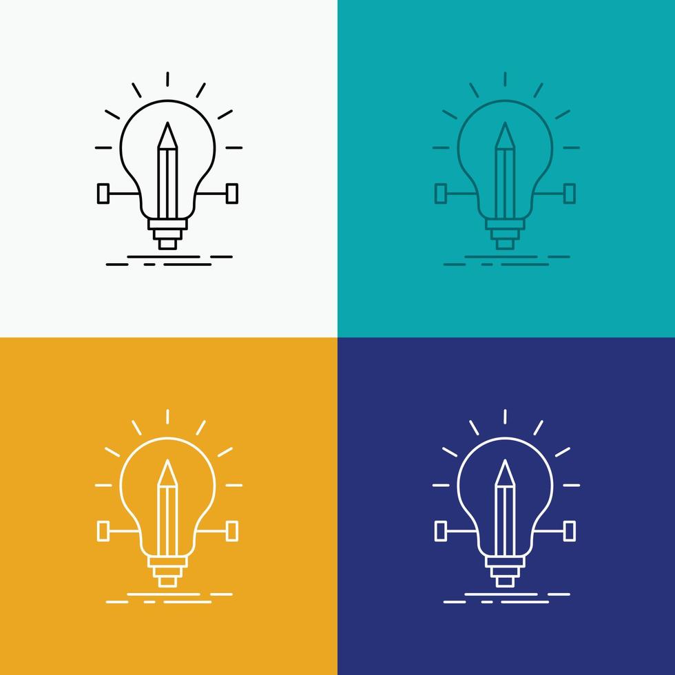 bulb. creative. solution. light. pencil Icon Over Various Background. Line style design. designed for web and app. Eps 10 vector illustration