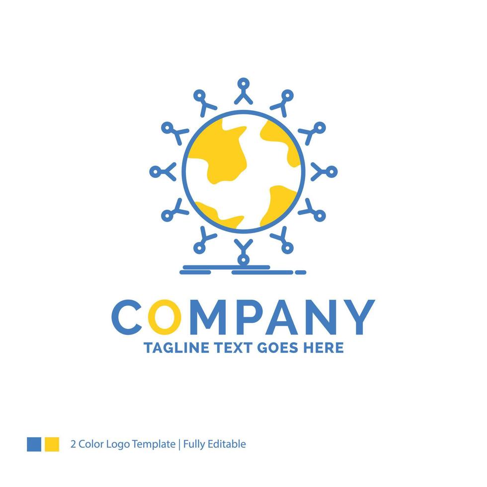 global. student. network. globe. kids Blue Yellow Business Logo template. Creative Design Template Place for Tagline. vector