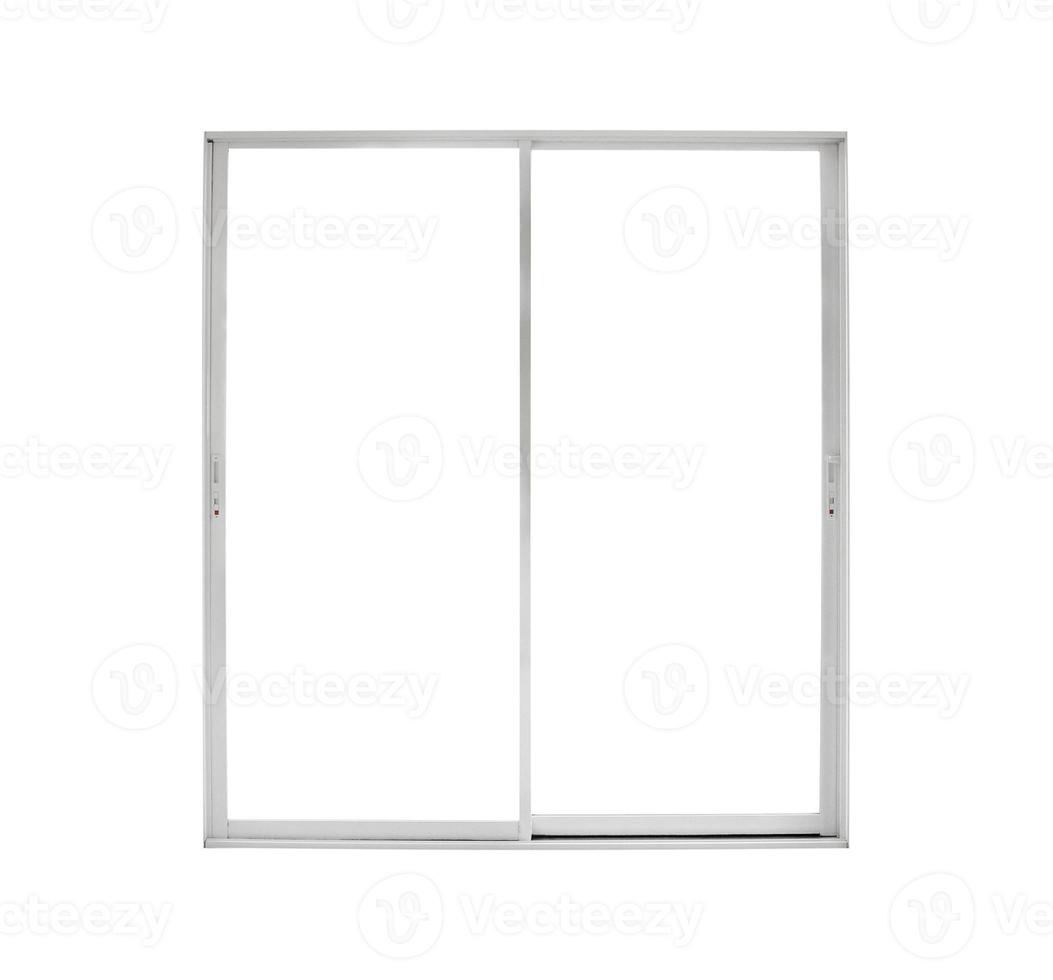 Real modern house door window frame isolated on white background photo