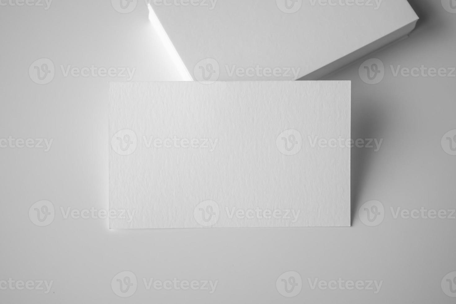 Mockup white business card on white background photo