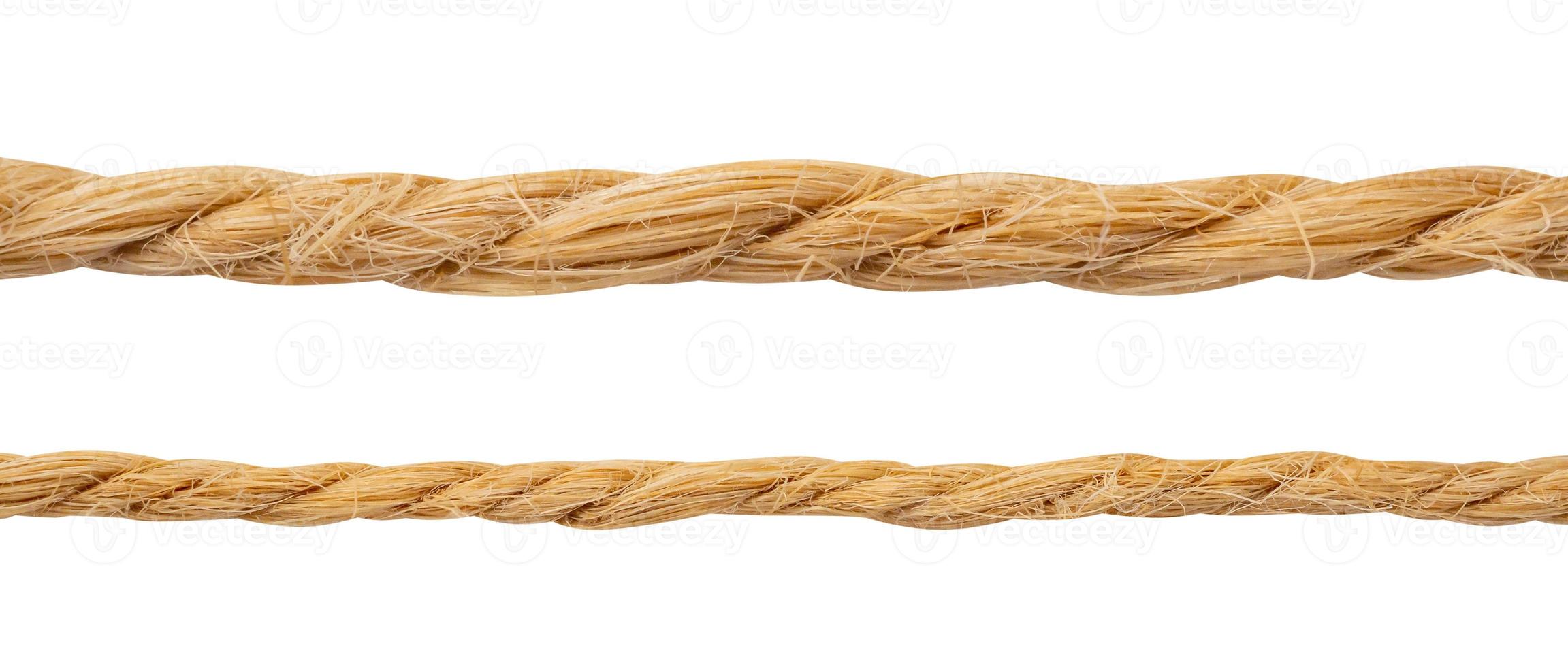 brown rope string isolated on white background photo