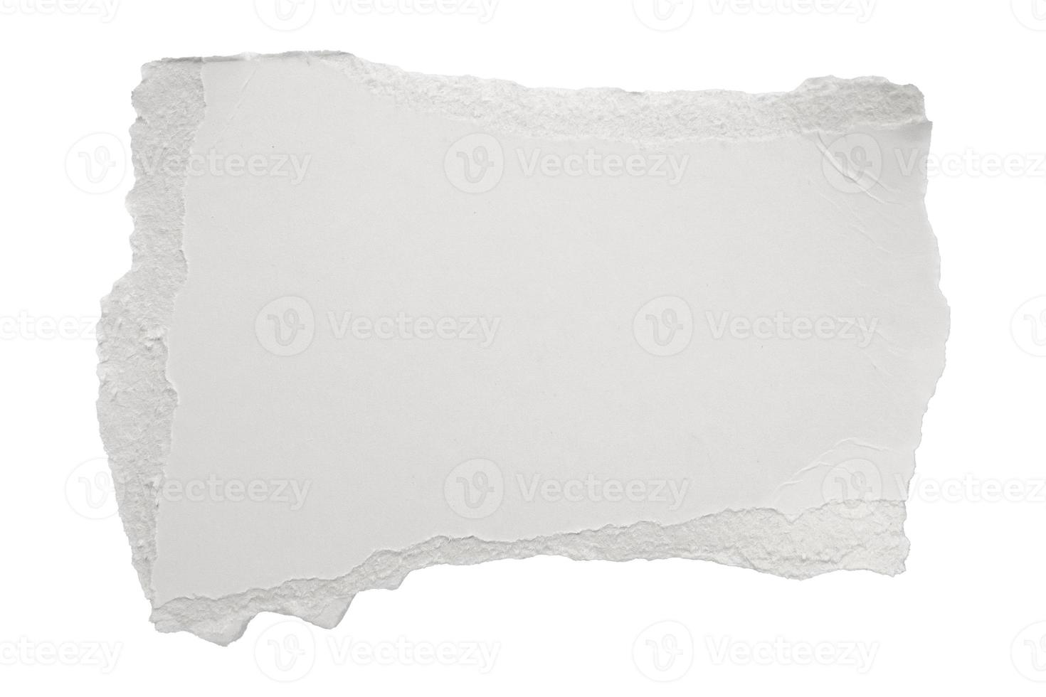 tiras de bordes rasgados de papel rasgado blanco aislado sobre fondo blanco foto