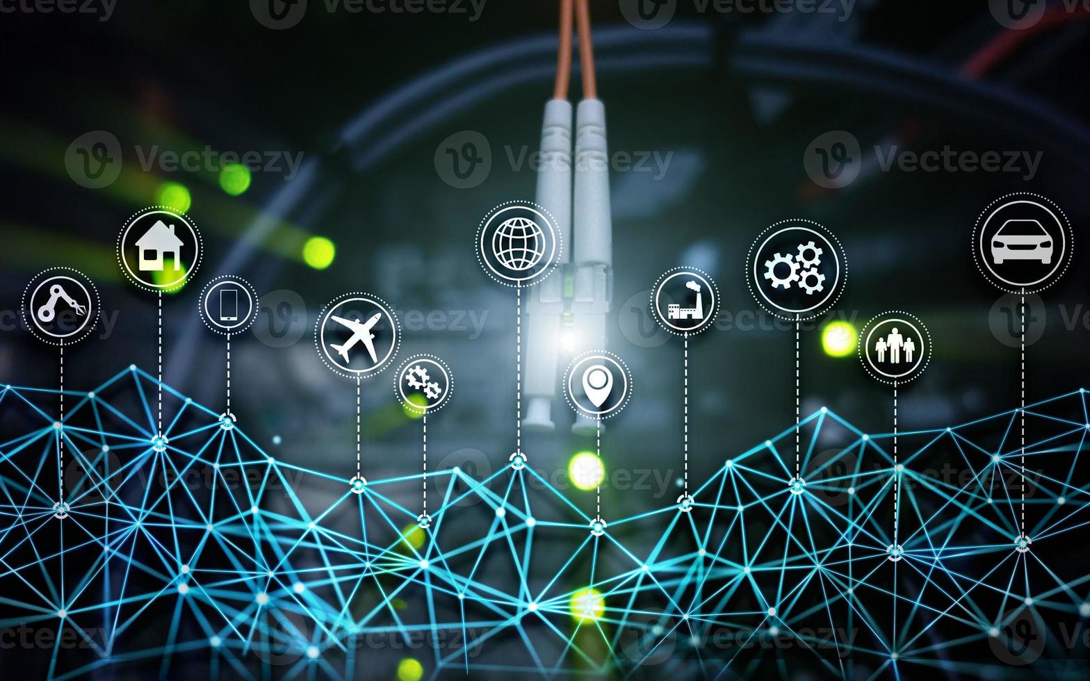 IOT internet of things digital technology concept. Server room background. photo