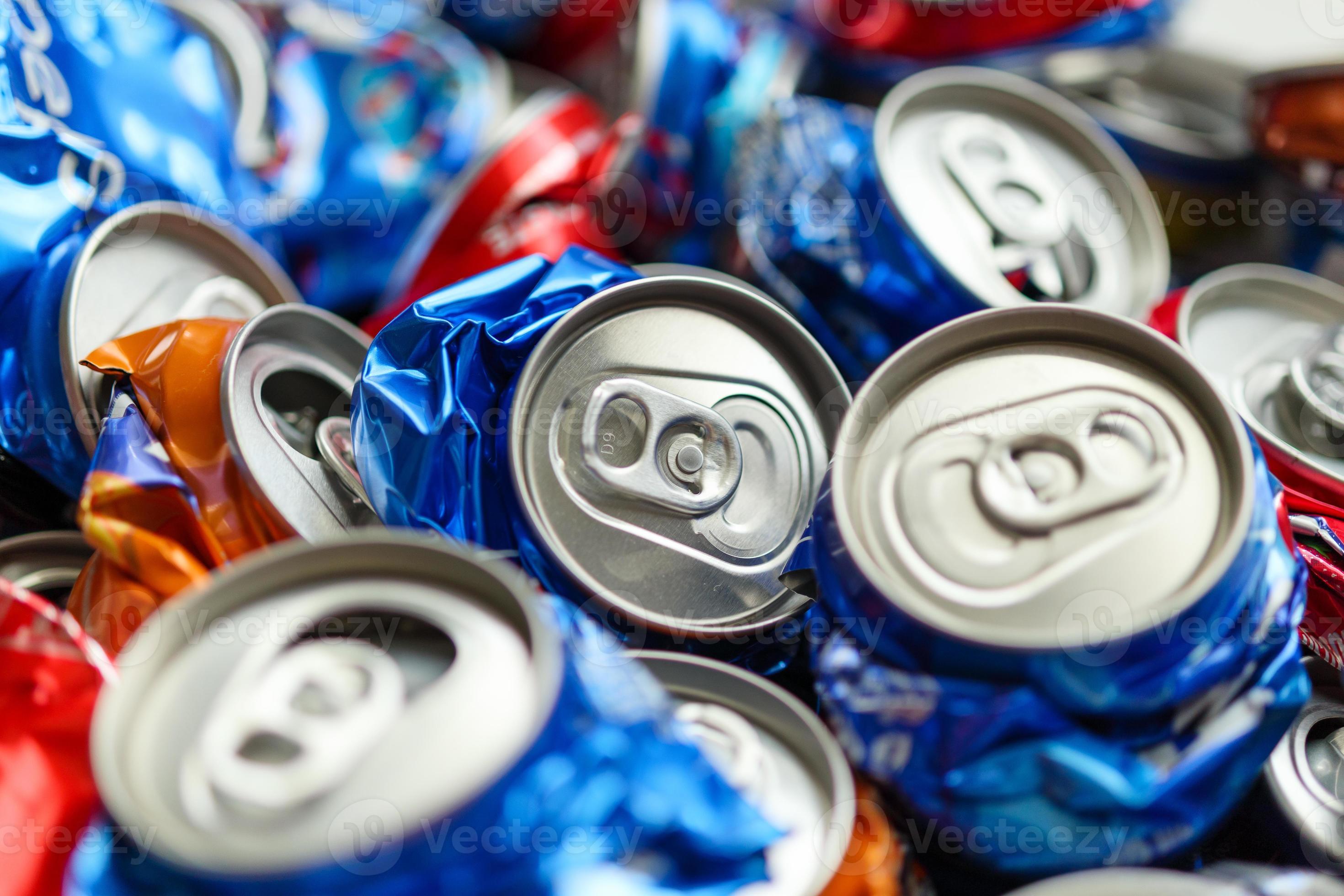 recycle aluminum metal crushed can waste background 13031210 Stock